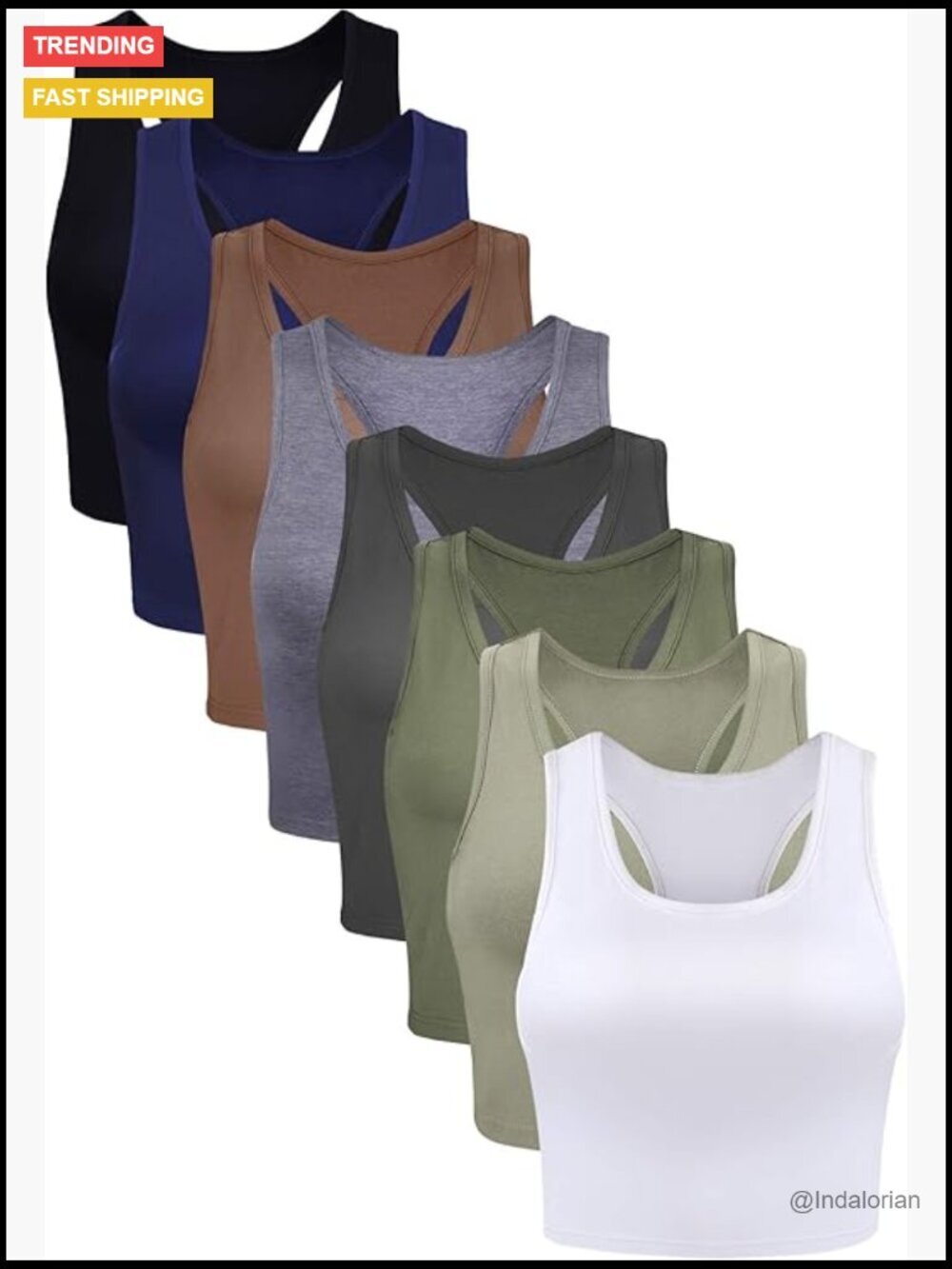 8 Pack Crop Tank Tops Sleeveless Racerback Cotton Spandex Tanks